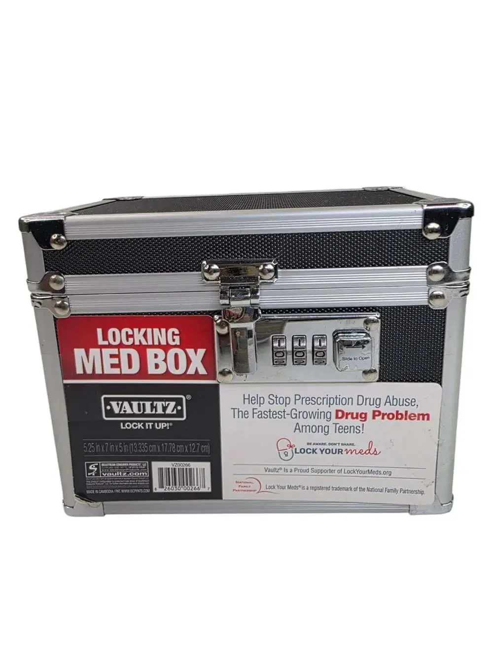 Vaultz Locking Med Box 5.25 in x 7 in x 5 in Combination Lock Black